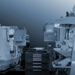 CNC machines and machinist rollaway in the NOVO Engineering machine shop